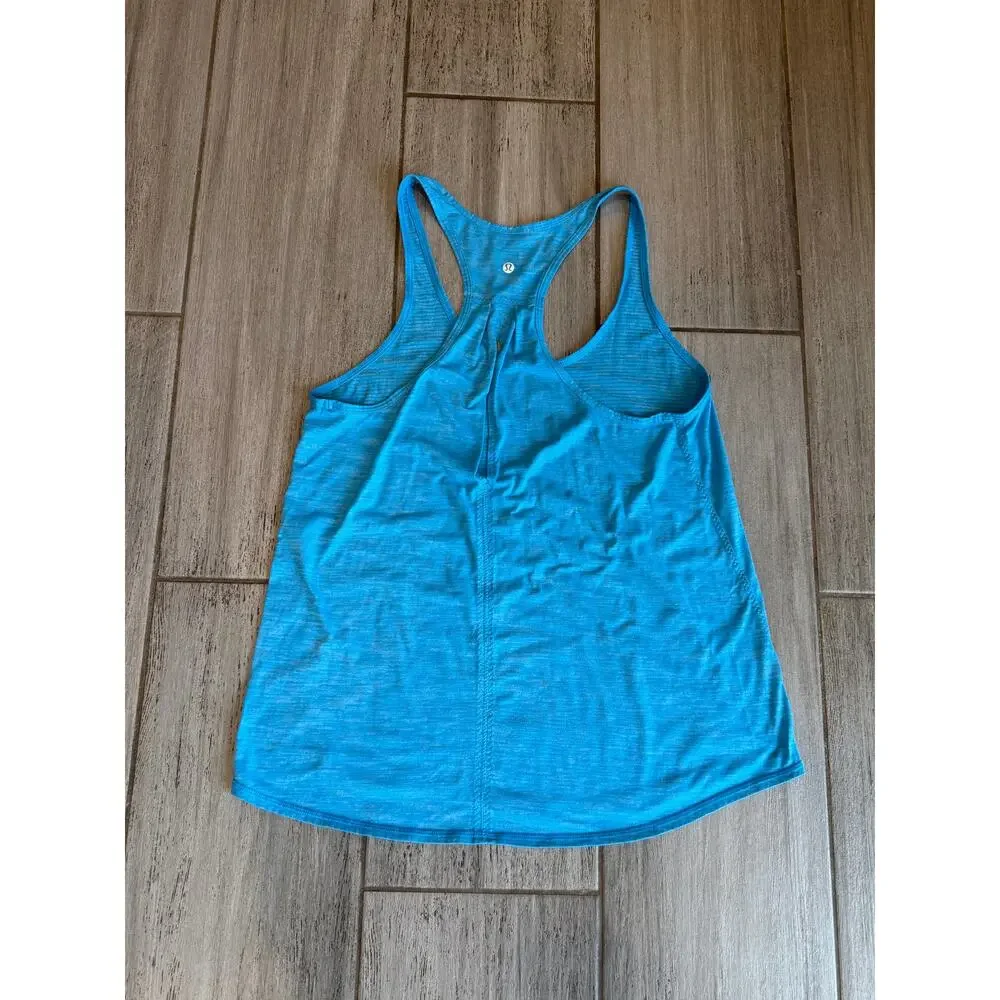 Lululemon Salute Sun Singlet II Tank Kayak Blue Luon Yoga Athletic Womens Sz 4-6